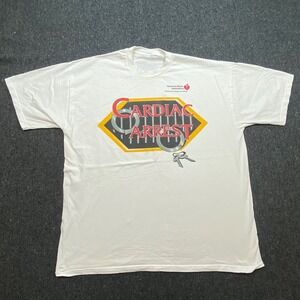 American Heart Association Vintage‎ Men XL Cardiac Arrest Graphic White T-Shirt